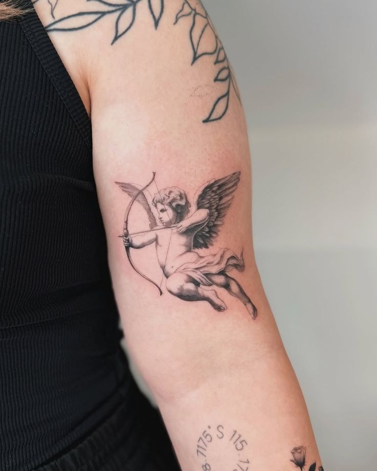 Soft Shaded Classic Cupid Tattoo Design