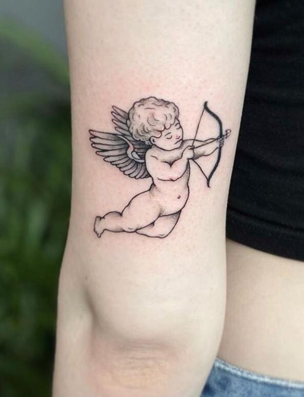 Tiny Floating Cherub Tattoo Design