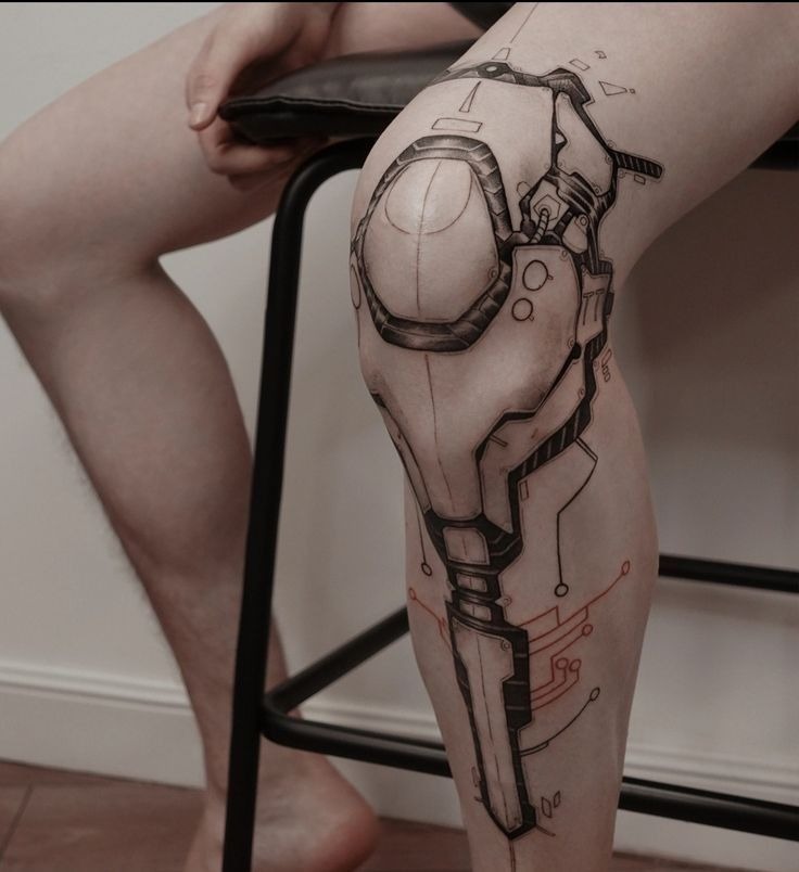Cybernetic Knee Plate Tattoo Tattoo Design
