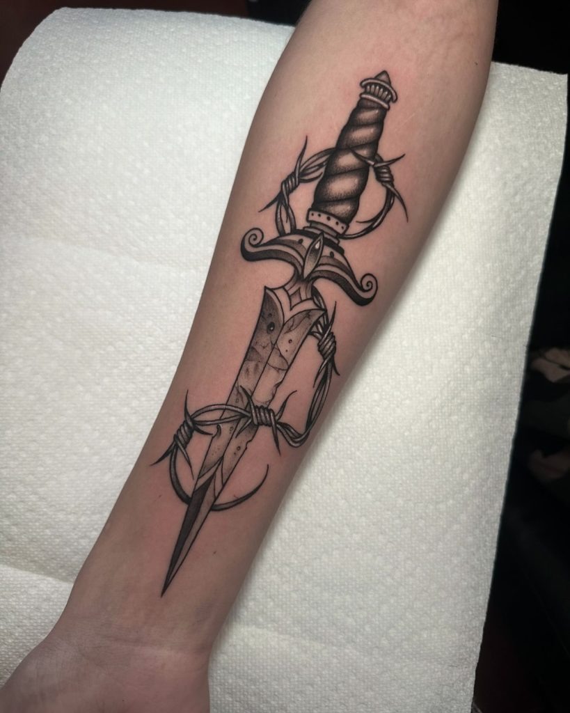Barbed Wire Dagger Tattoo Tattoo Design