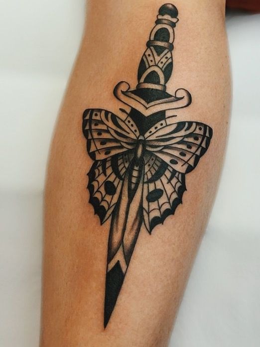 Butterfly Dagger Tattoo Tattoo Design