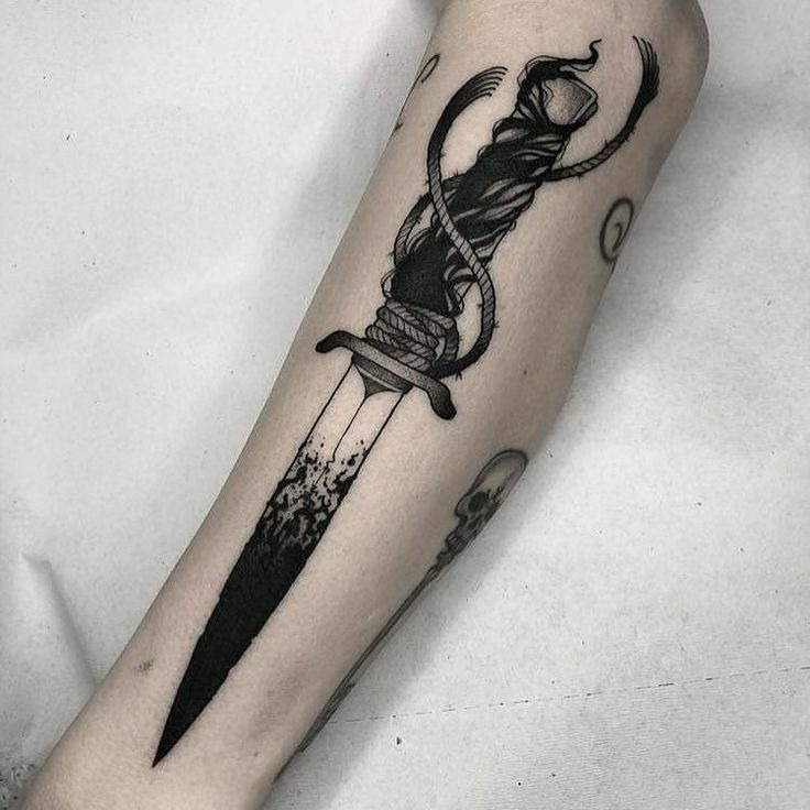 Dark Wrapped Dagger Tattoo Tattoo Design