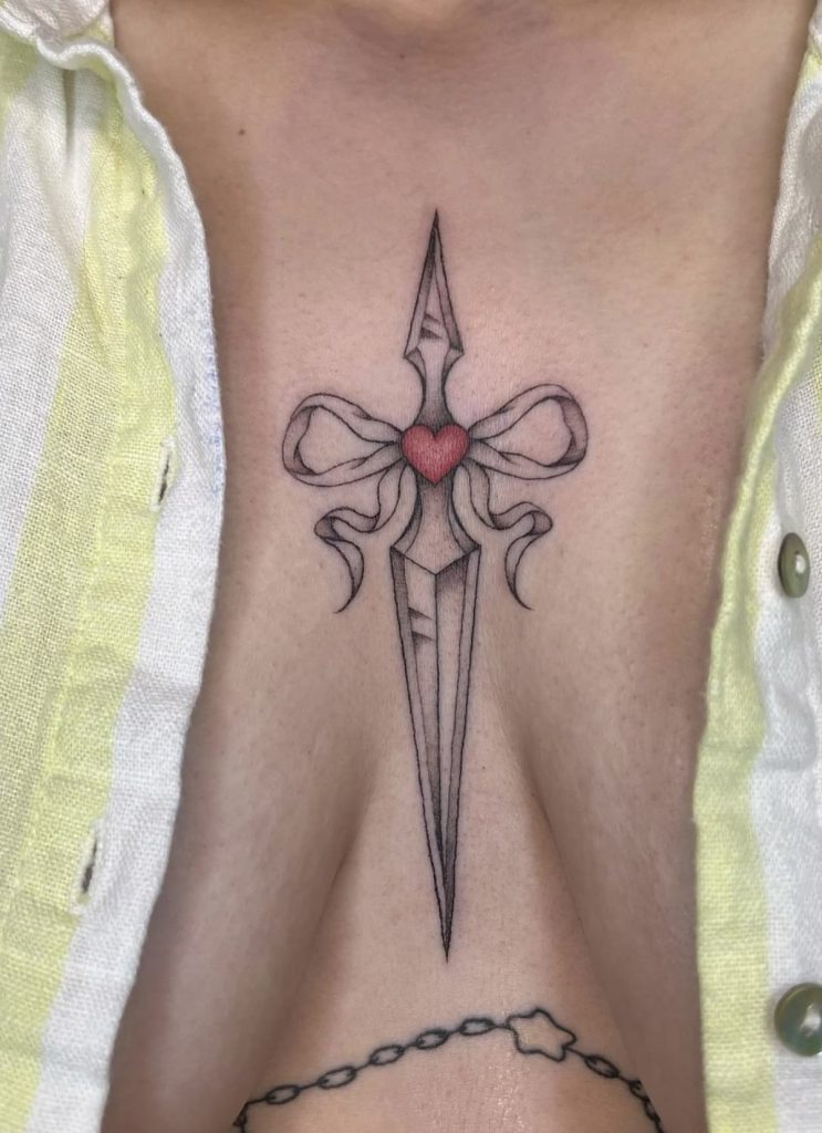 Romantic Heart Dagger Tattoo Tattoo Design