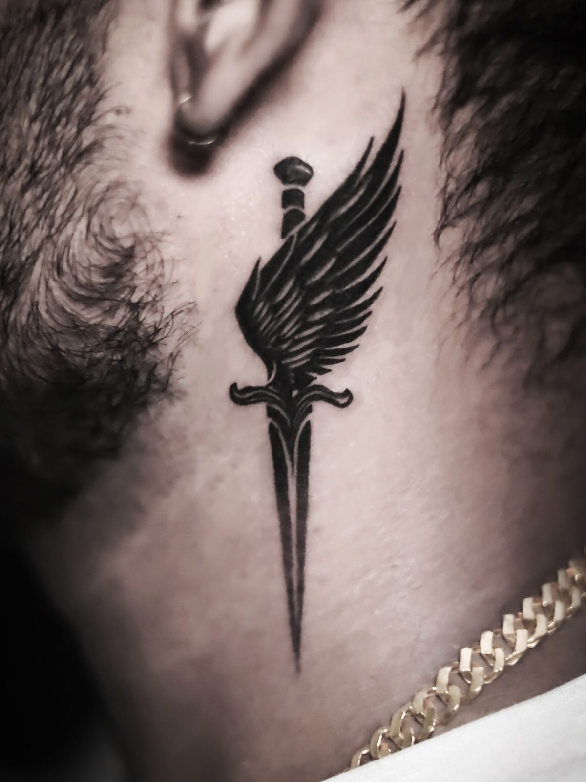 Winged Neck Dagger Tattoo Tattoo Design