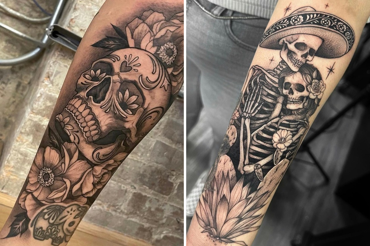 23 Day Of The Dead Tattoo Ideas Sugar Skulls Catrina Portraits And Bold Colorwork Featured Lookbook Collage