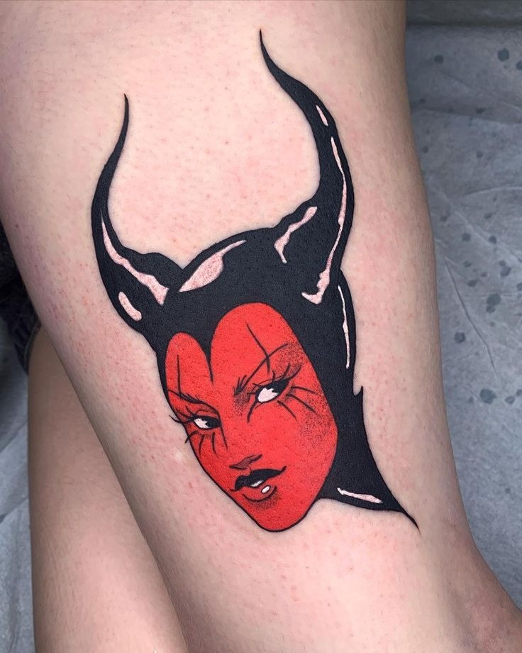 Sketchy Trickster Devil Linework Tattoo Design