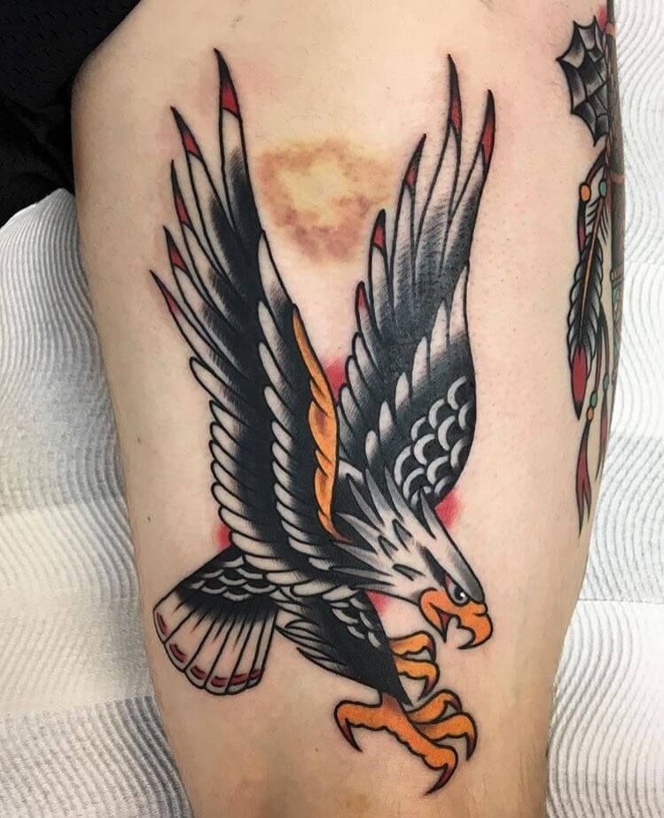 Bold Eagle With Traditional Color Tattoo Design
