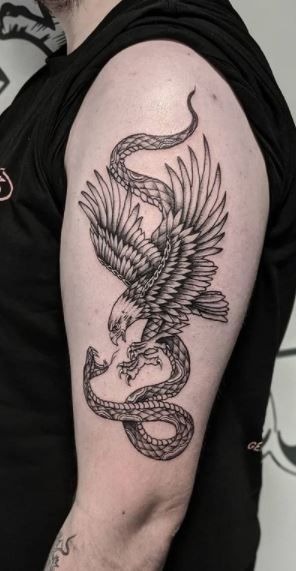 Eagle and Snake Upper Arm Design Tattoo Design