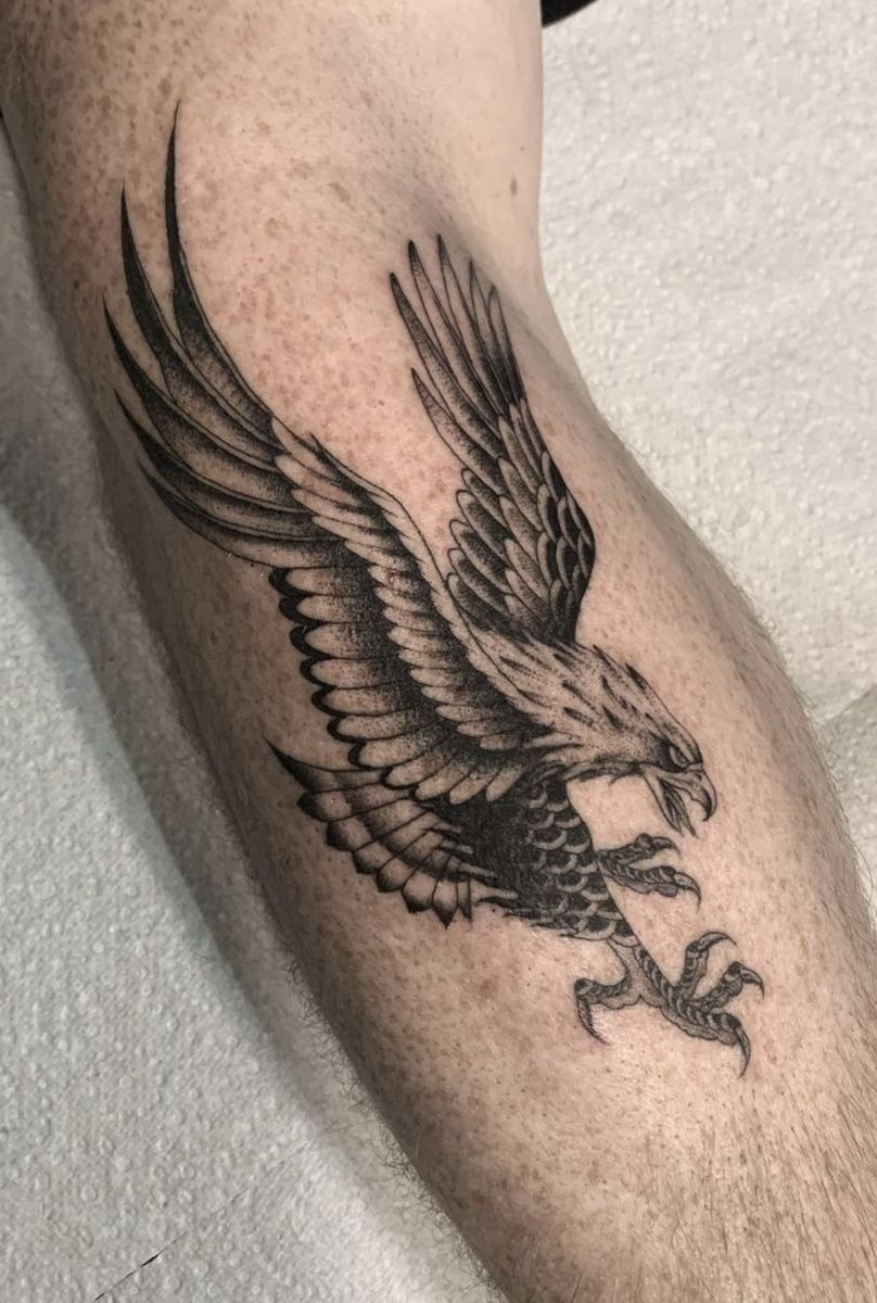 Fierce Eagle on the Lower Leg Tattoo Design