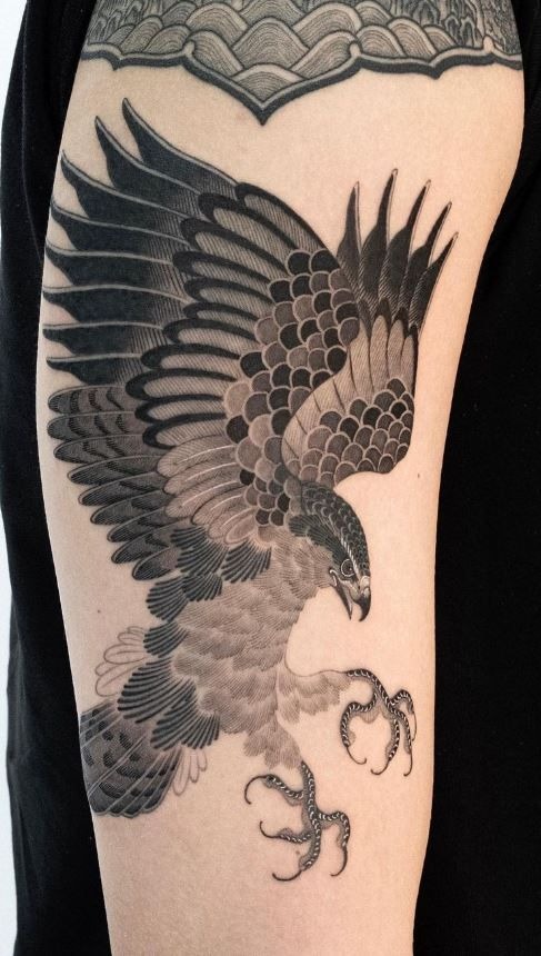 Large Eagle With Feather Detail Tattoo Design