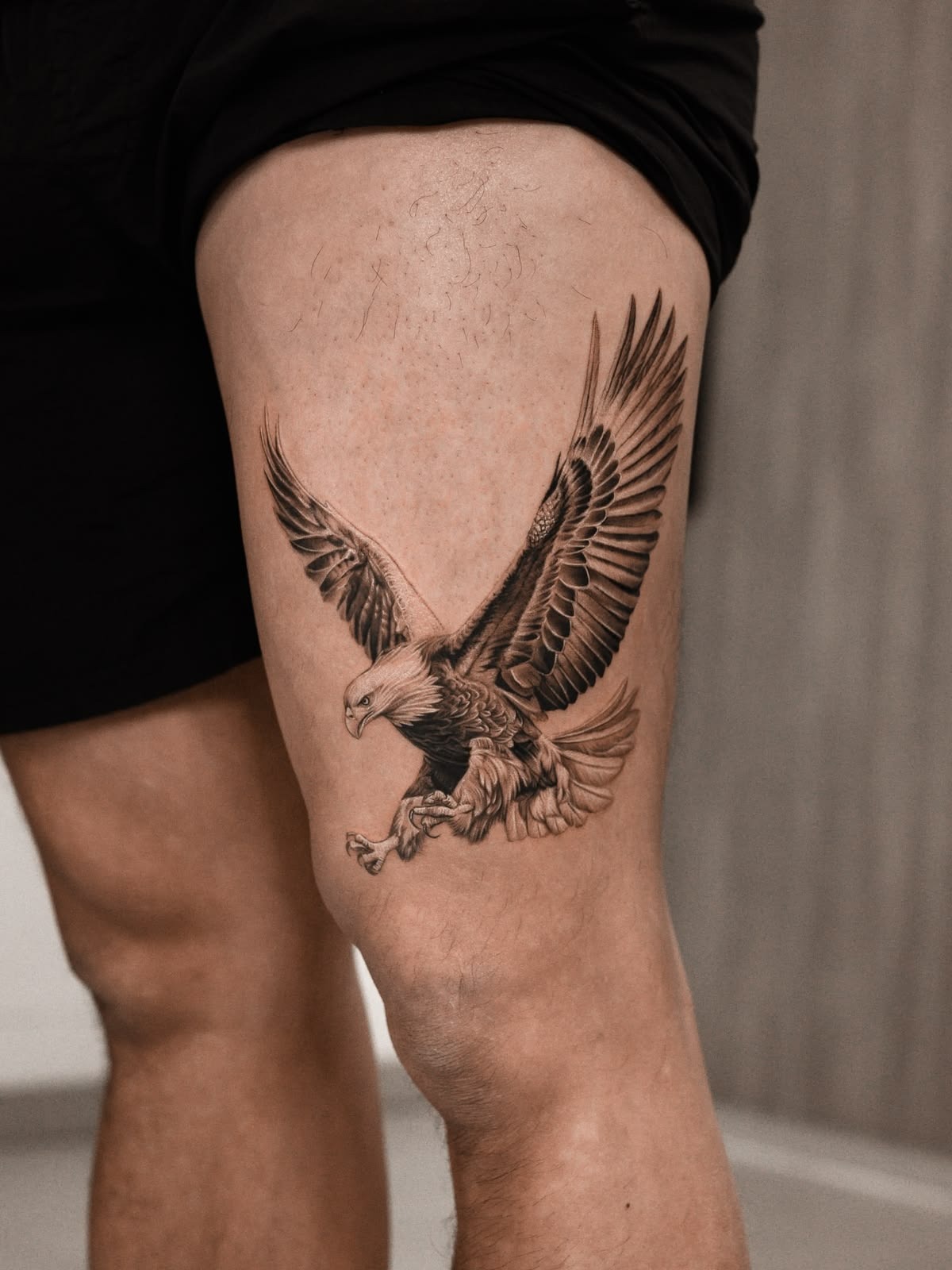 Realistic Eagle Thigh Tattoo Tattoo Design