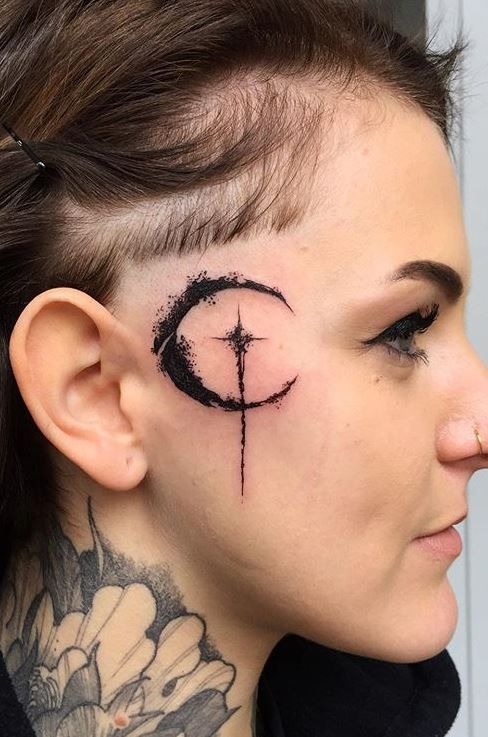 Crescent and Star Impact Tattoo Design