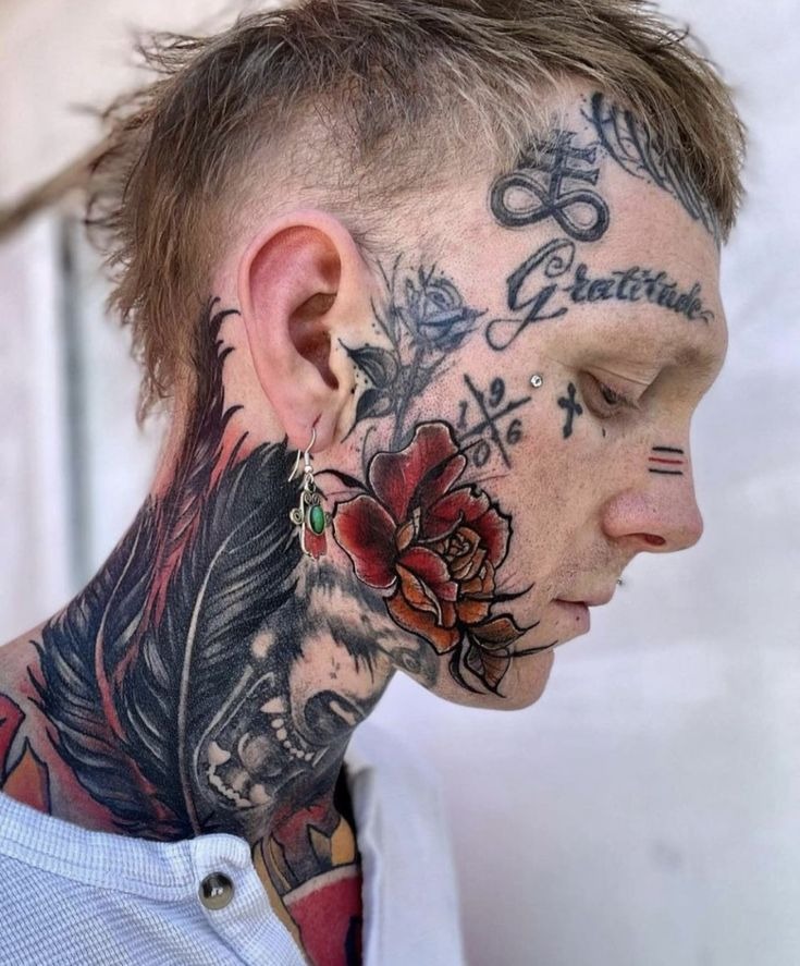 Full-Face Layered Art Tattoo Design