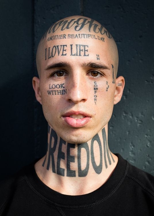 Typographic Face Manifesto Tattoo Design