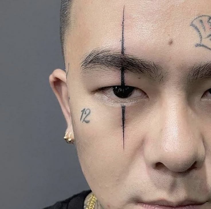 Vertical Eye Line for Men Tattoo Design