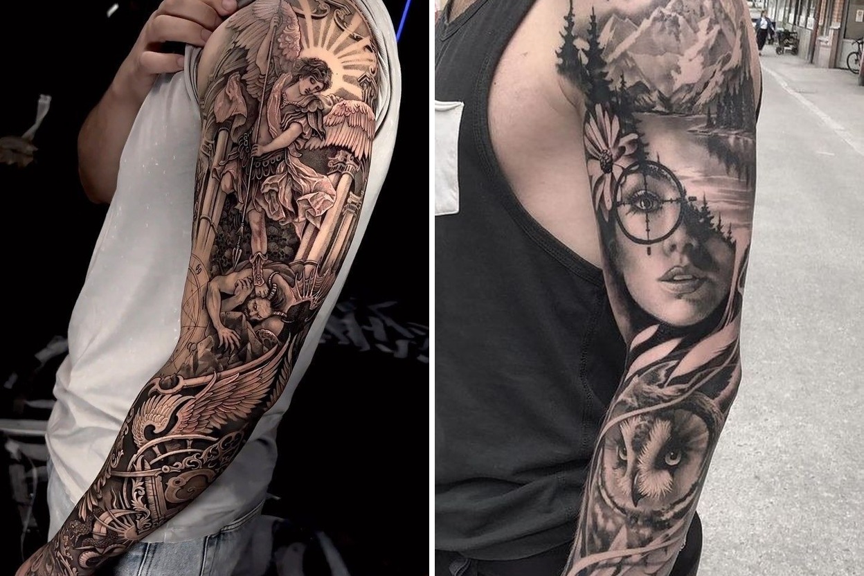 27+ Bold Full Sleeve Tattoo Ideas For Stylish Ink Inspiration Featured Lookbook Collage