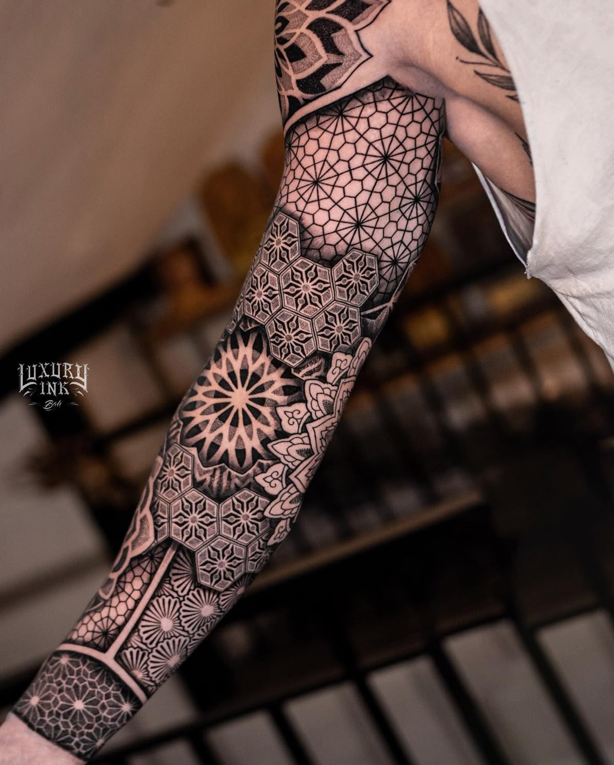 Geometric Mandala Full Sleeve Tattoo Design