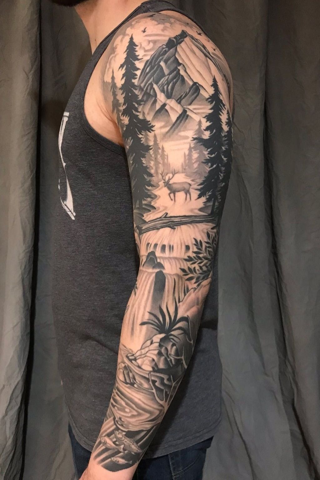 Majestic Wilderness Scene Tattoo Design
