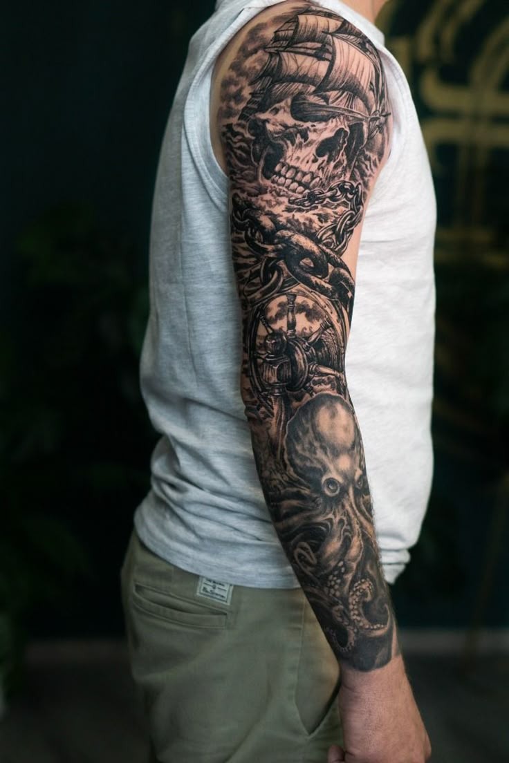 Nautical Adventure Sleeve Tattoo Design