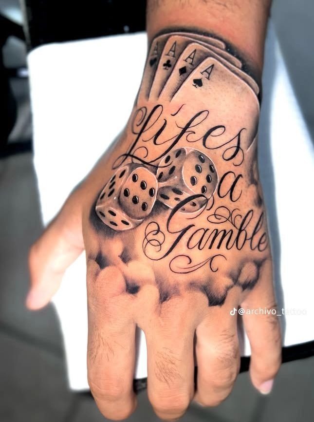 Life's A Gamble Chest Tattoo Tattoo Design