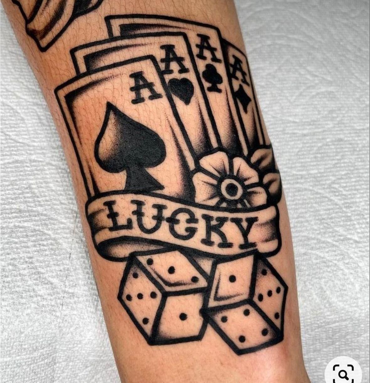 Lucky Aces and Dice Traditional Tattoo Tattoo Design