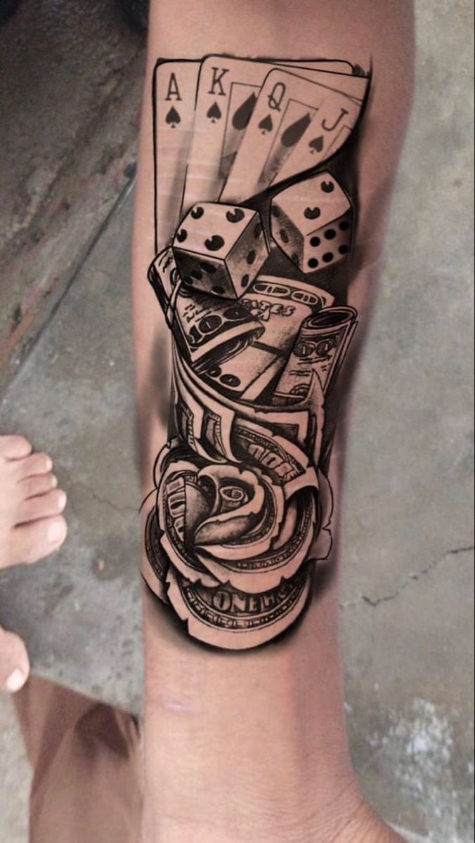Royal Aces and Vintage Clock Tattoo Tattoo Design