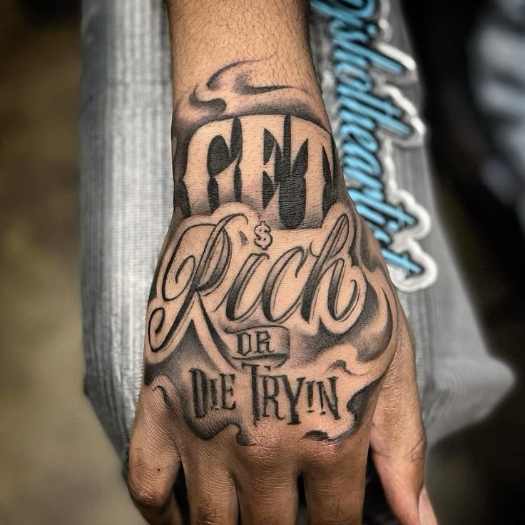 Bold Script Motivation Hand Tattoo Tattoo Design