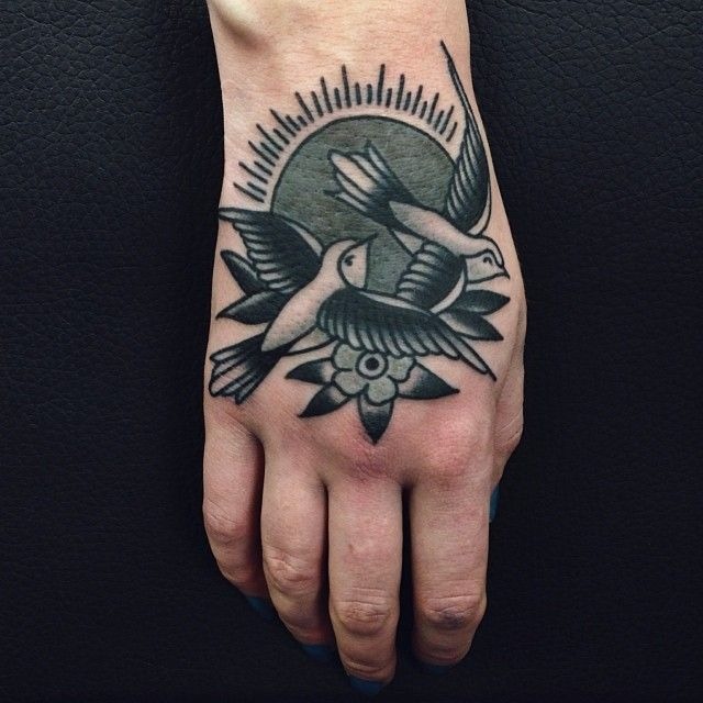Flying Birds Symbolic Hand Tattoo Tattoo Design