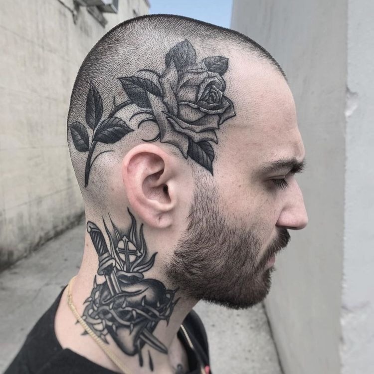 Full Floral Top of Head Tattoo Tattoo Design