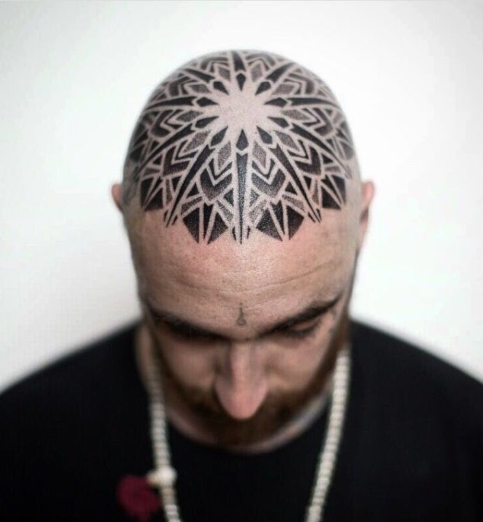 Geometric Top of Head Mandala Tattoo Tattoo Design