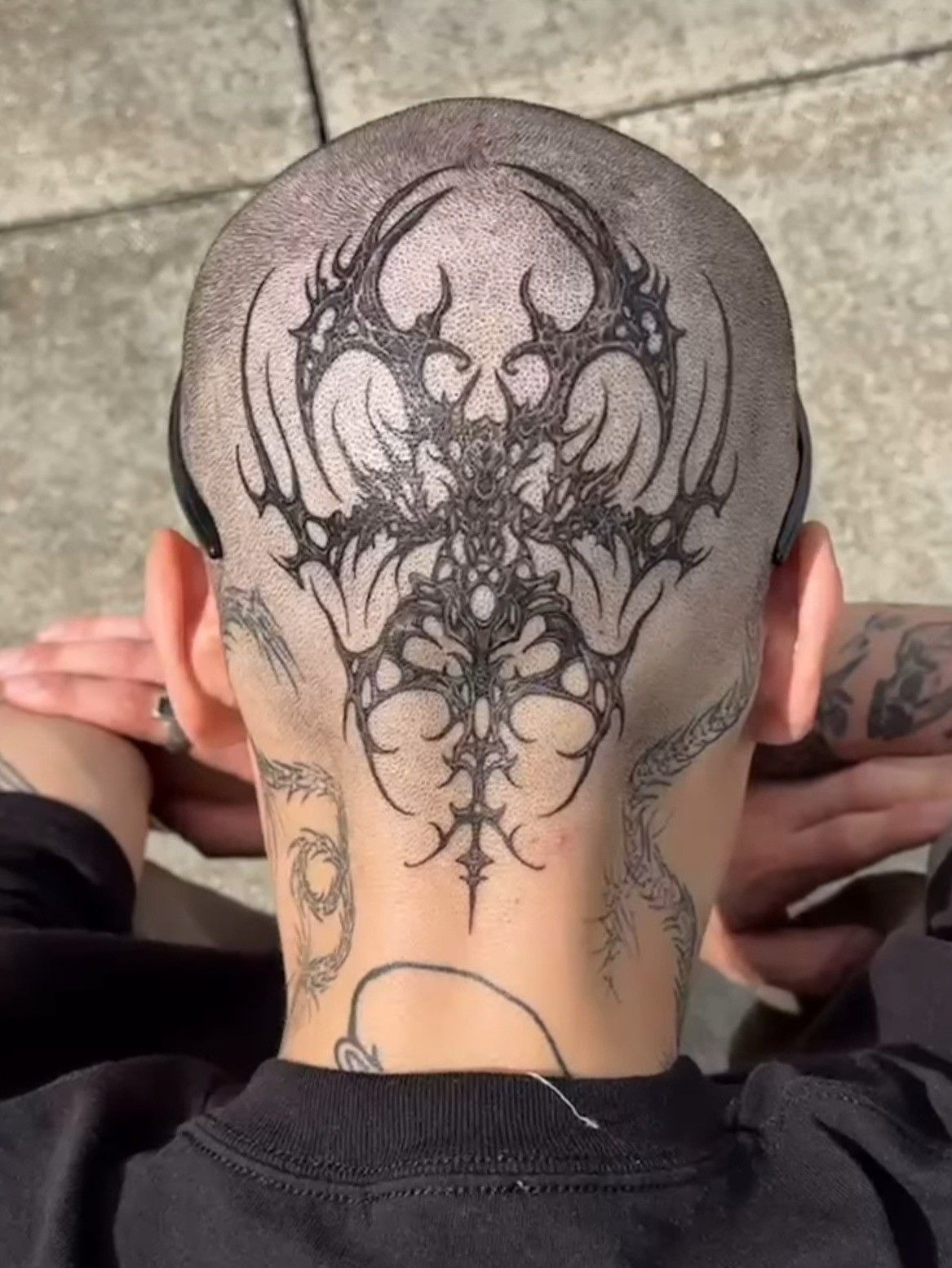 Minimalist Side of Head Botanical Tattoo Tattoo Design