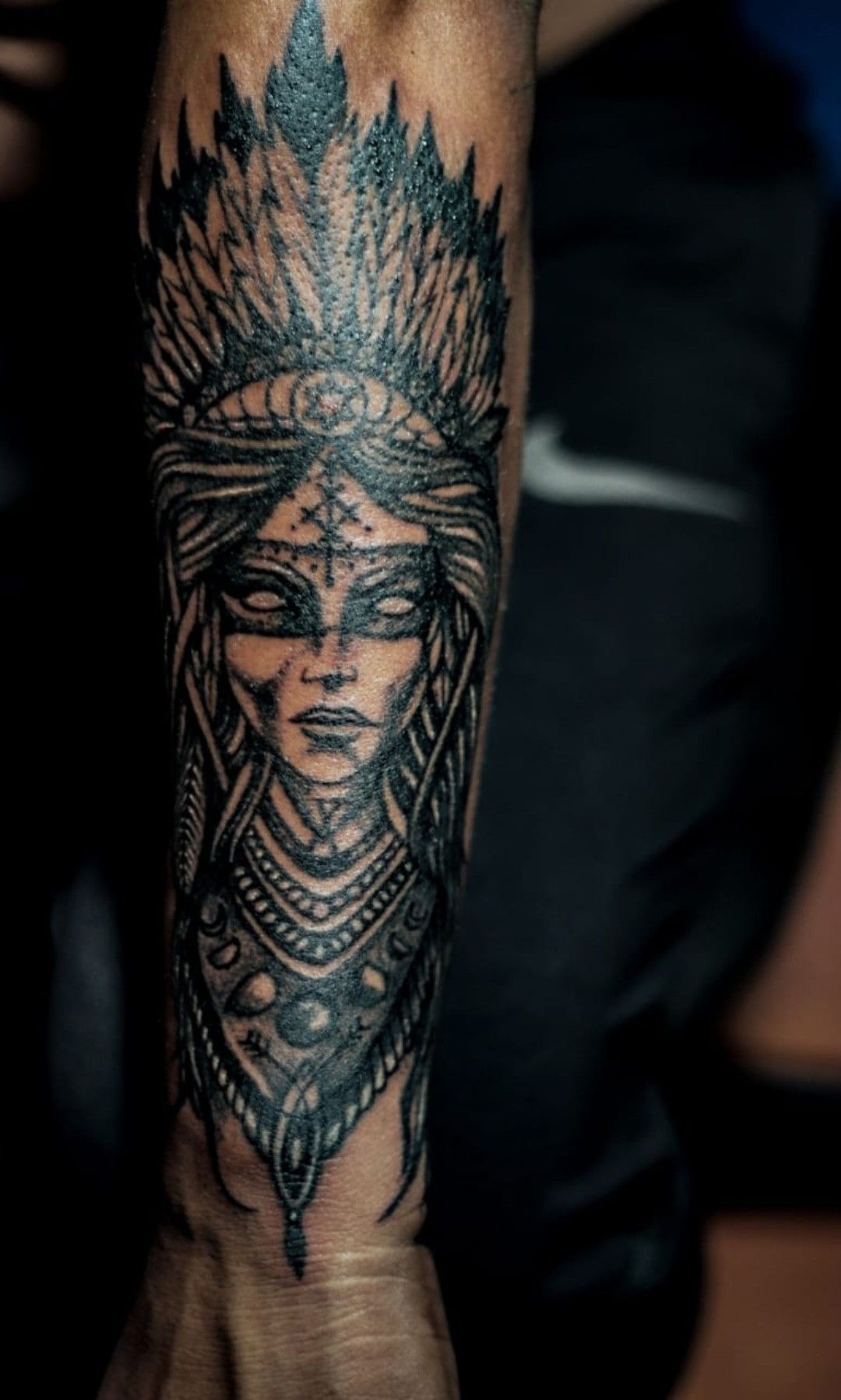 Classic Warrior Profile in Traditional Style Tattoo Design