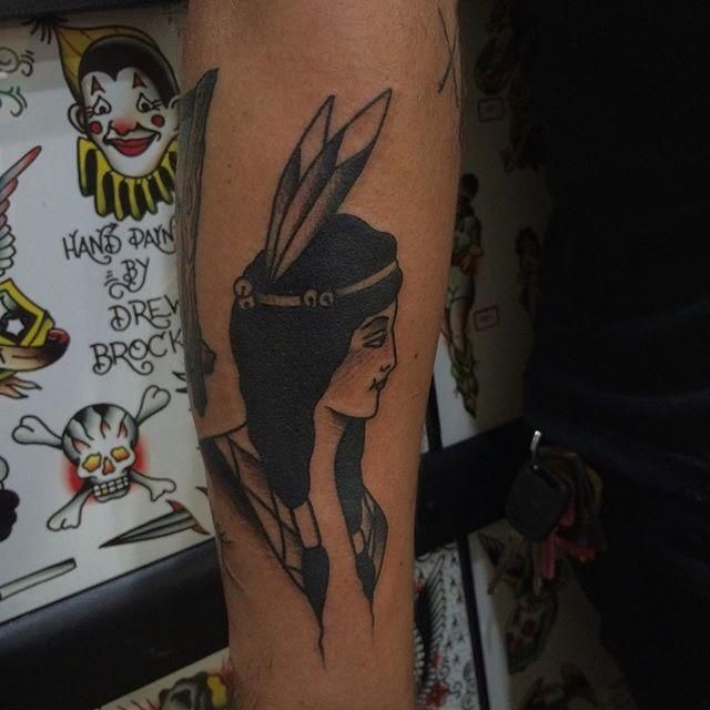 Symmetrical Forearm Goddess with Bold Markings Tattoo Design