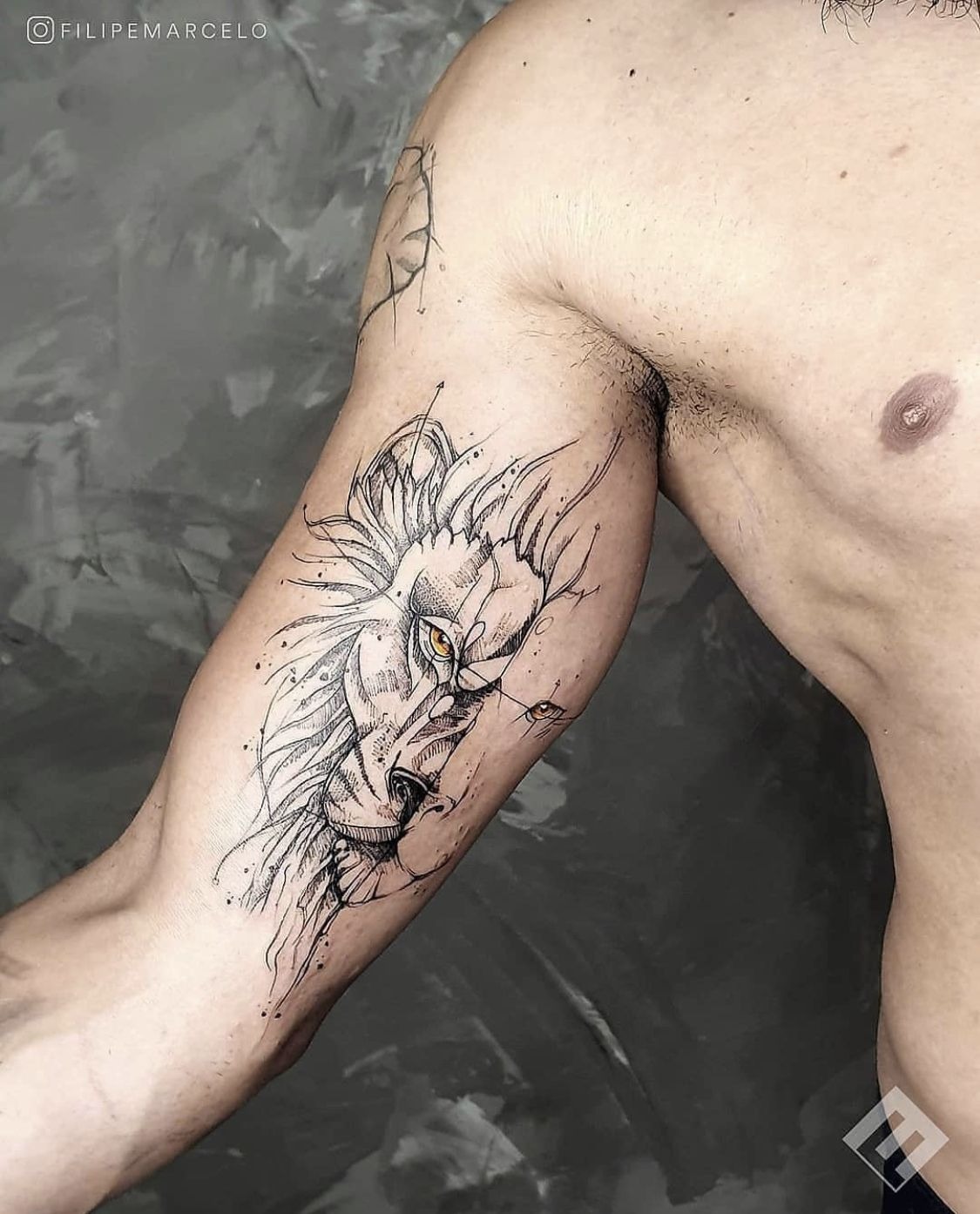 Abstract Lion Inner Bicep Tattoo Tattoo Design