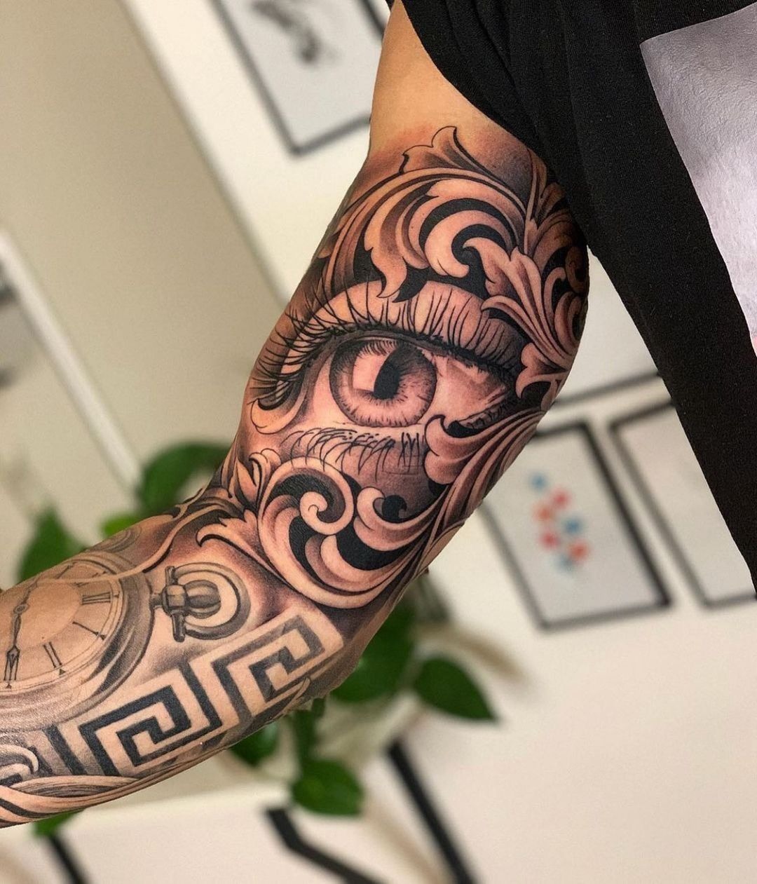 Ornamental Eye & Scrollwork Tattoo Tattoo Design
