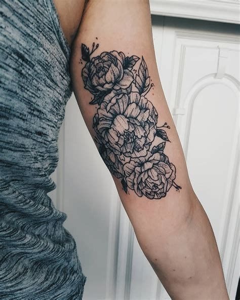 Peony Cascade Floral Tattoo Tattoo Design