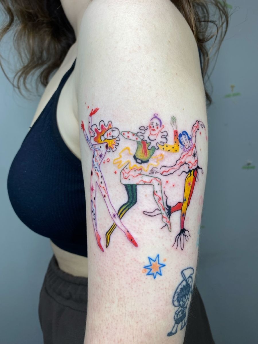 Abstract Dancing Jester Trio Tattoo Tattoo Design