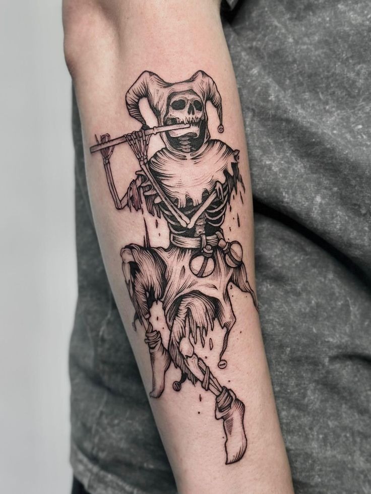 Dark Skeleton Jester Tattoo Tattoo Design
