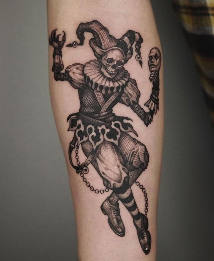 Dark Skull Jester with Gothic Edge Tattoo Design