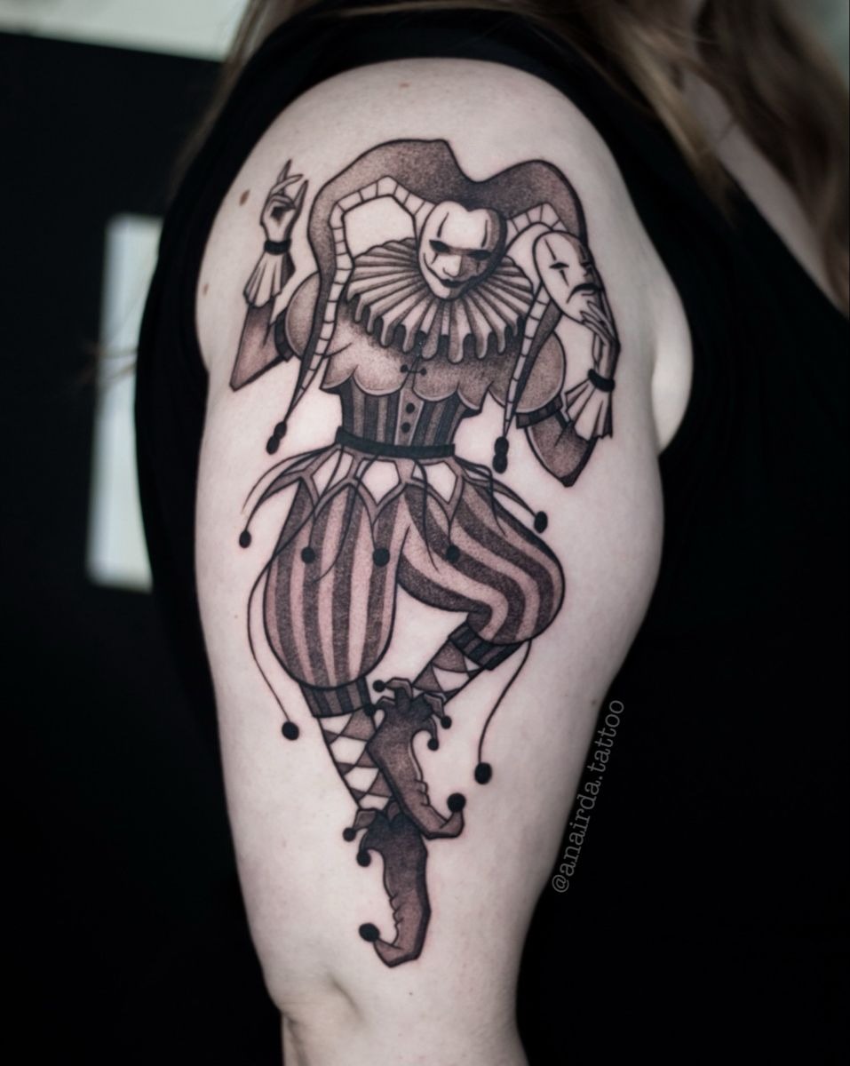 Dual Mask Court Jester Tattoo Tattoo Design