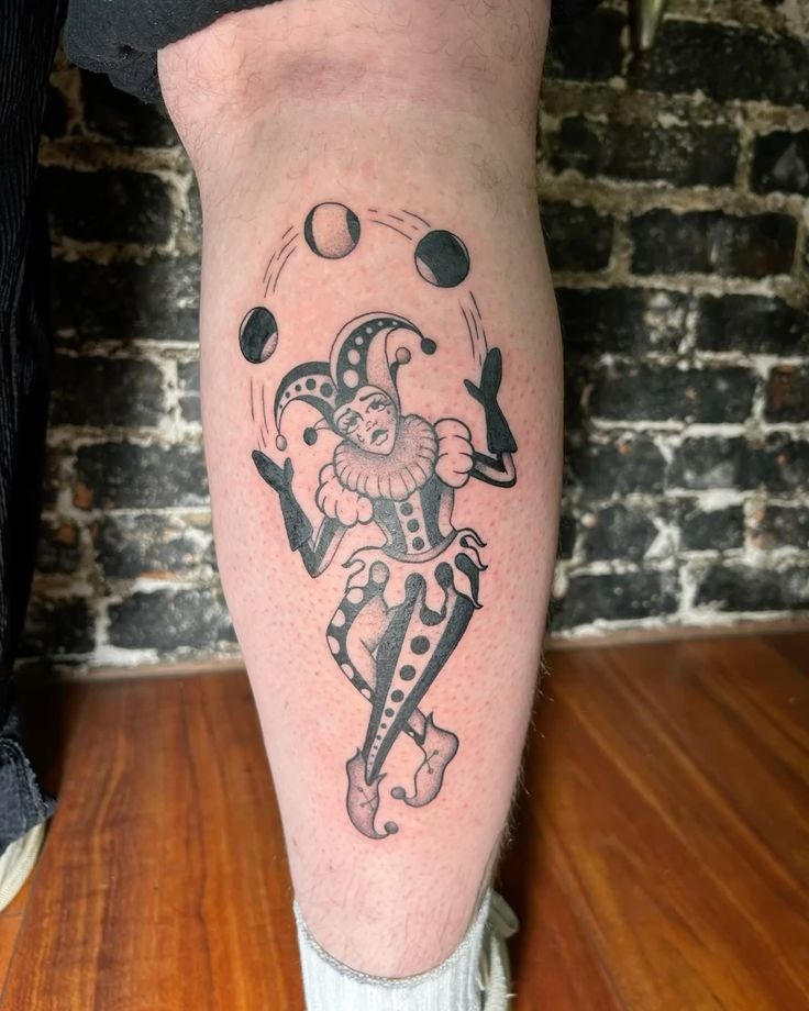 Playful Juggling Court Jester Tattoo Design