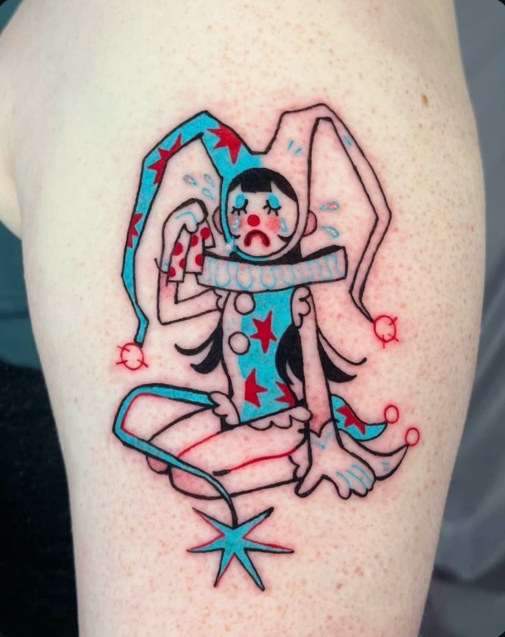 Sad Clown-Inspired Jester Tattoo Tattoo Design