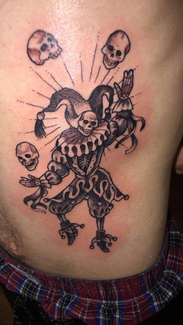 Skeleton Jester with Radiant Detail Tattoo Design