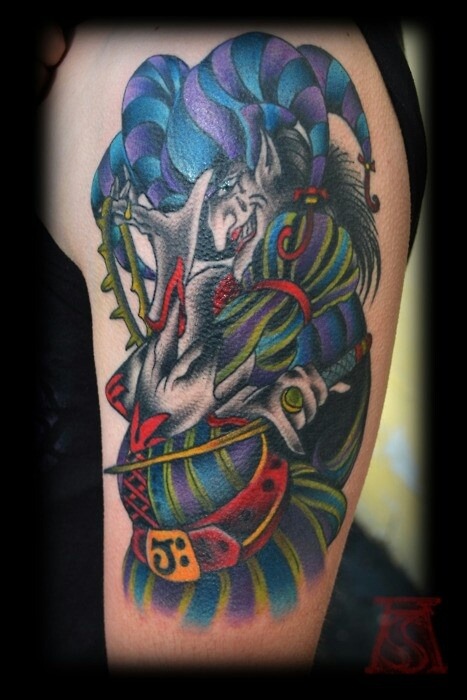 Vibrant Color Jester Masterpiece Tattoo Design