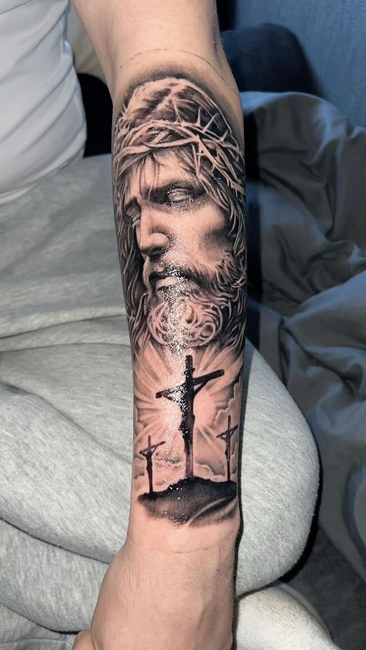 Framed Cross Portrait Tattoo Tattoo Design