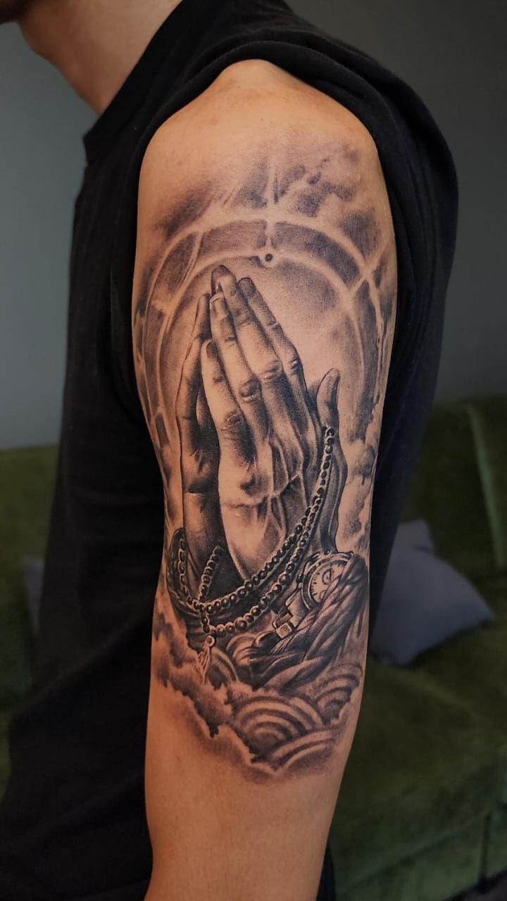 Jesus and Cross Silhouette Wrist Tattoo Tattoo Design