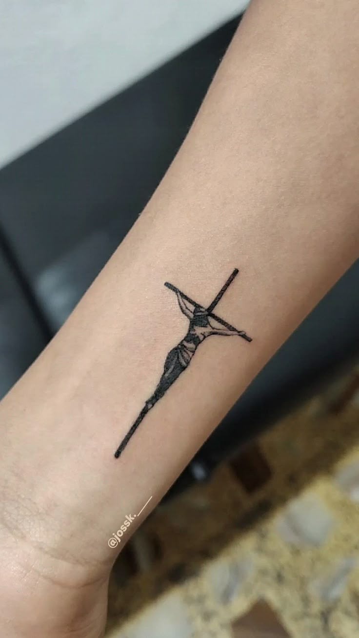 Jesus Carrying the Cross Linework Tattoo Tattoo Design