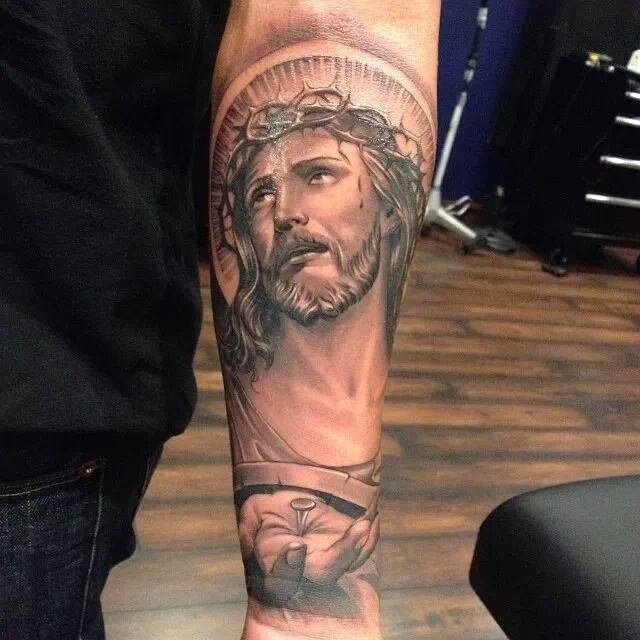 Virgen Mary Cradling Christ Tattoo Design