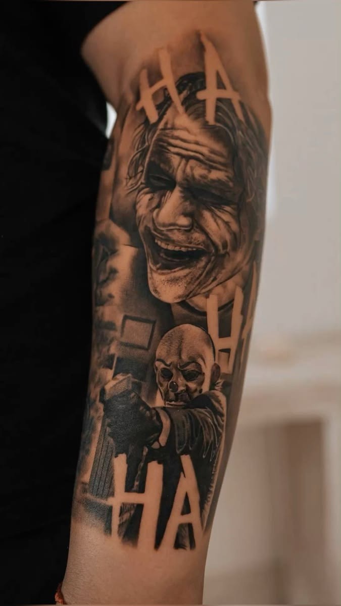 Dramatic Forearm Scene Sleeve, a tattoo design rendered in clean detailed linework.