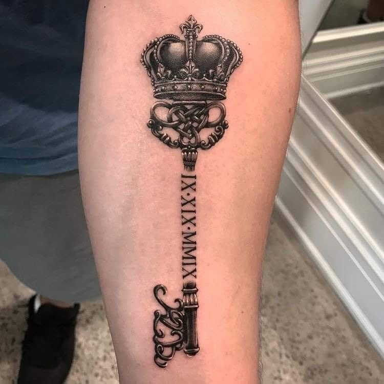 Crown and Name Chest Tribute Tattoo Design